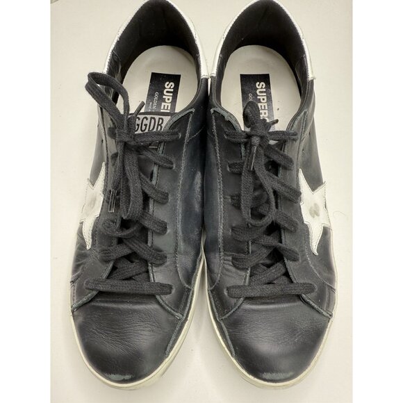 Golden Goose Super-Star Leather Sneakers in Black and White Size 41 - Picture 2 of 16